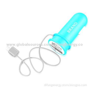 Car Charger, Mini Design, Dual-output 5V/2.1A with Rubber Finish Surface